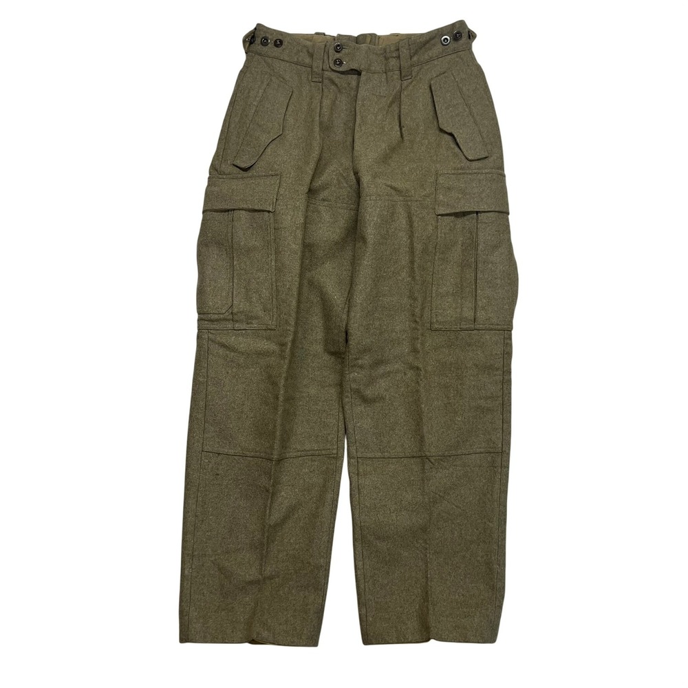 Vintage Austrian Military Wool Field Cargo Pants Insulated Olive Drab 1978 30x29